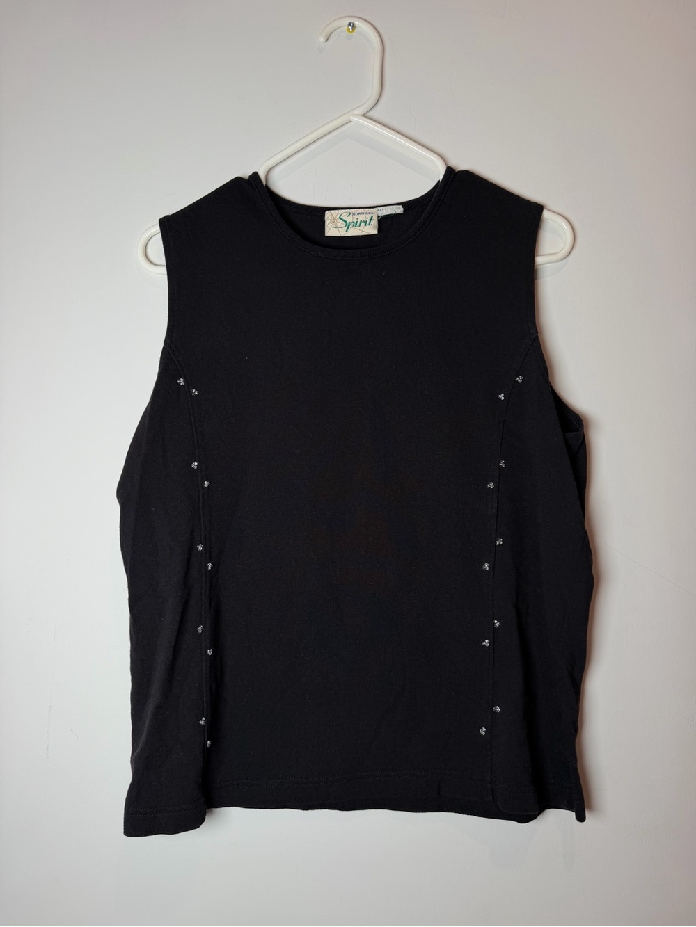 Vintage Northern Spirit Black Embellished Sleeveless Tank Top
